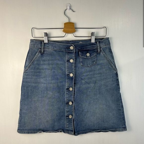 Gap 1969 Denim Pencil Skirt Blue Knee Length Pockets Women's Size 29 - Picture 1 of 7